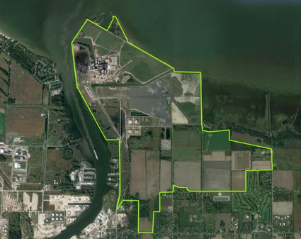 Michigan's closed Karn coal plant site, aerial view