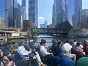 ELPC staff enjoy a Chicago river architecture tour during the 2025 staff retreat