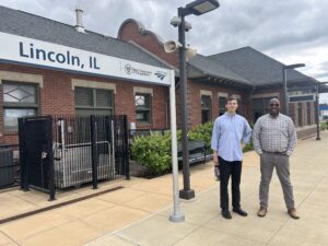 ELPC staff visit an Amtrak station in Lincoln, IL