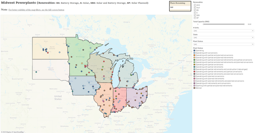 Another Midwest map showing a whole lot more dots across the whole region from the Dakotas to Ohio. Viewers are invited to click the image to access a data map where they can filter through the various layers of categories.