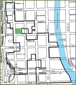 Map of Chicago's Canal Congress TIF district, between the Chicago River and the 90/94 highway